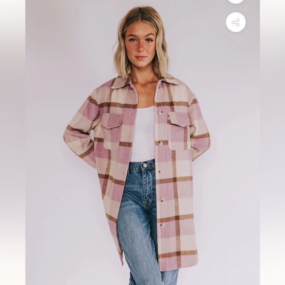 BLANK NYCPlaid Shacket Light Purple Plaid NEW